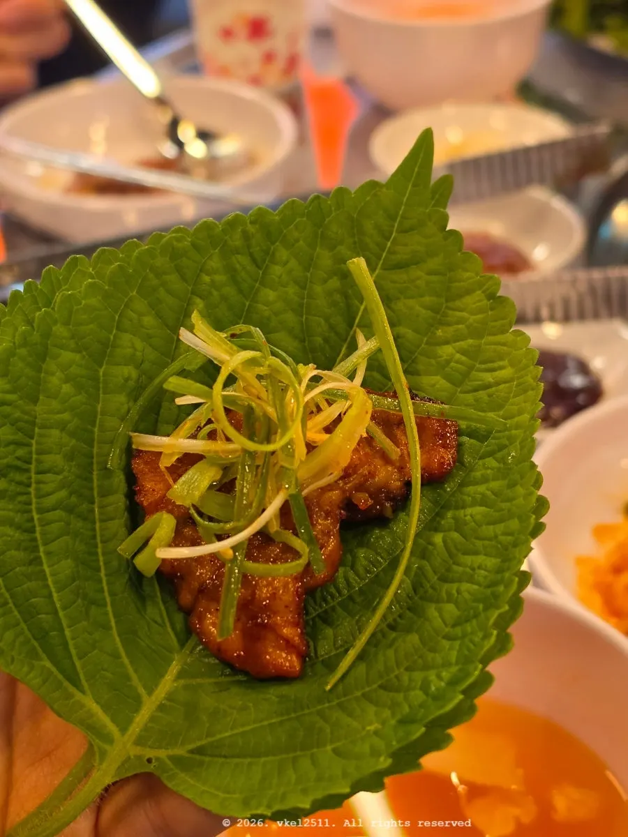 Food at Jeongsiljangne Ppalgan Gogi in Icheon's food alley