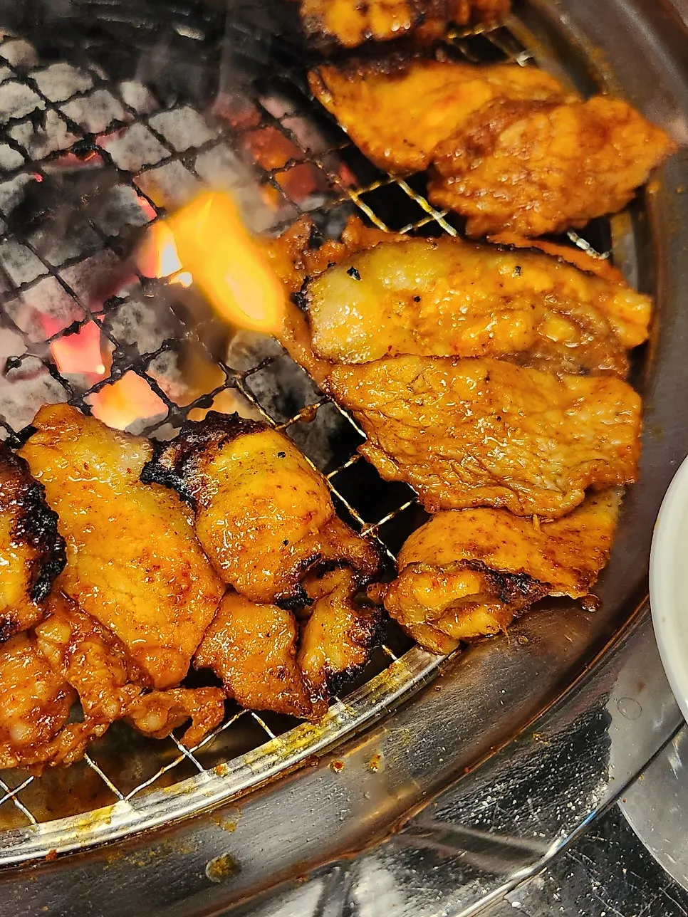 Grilled pork belly with well-coated seasoning color