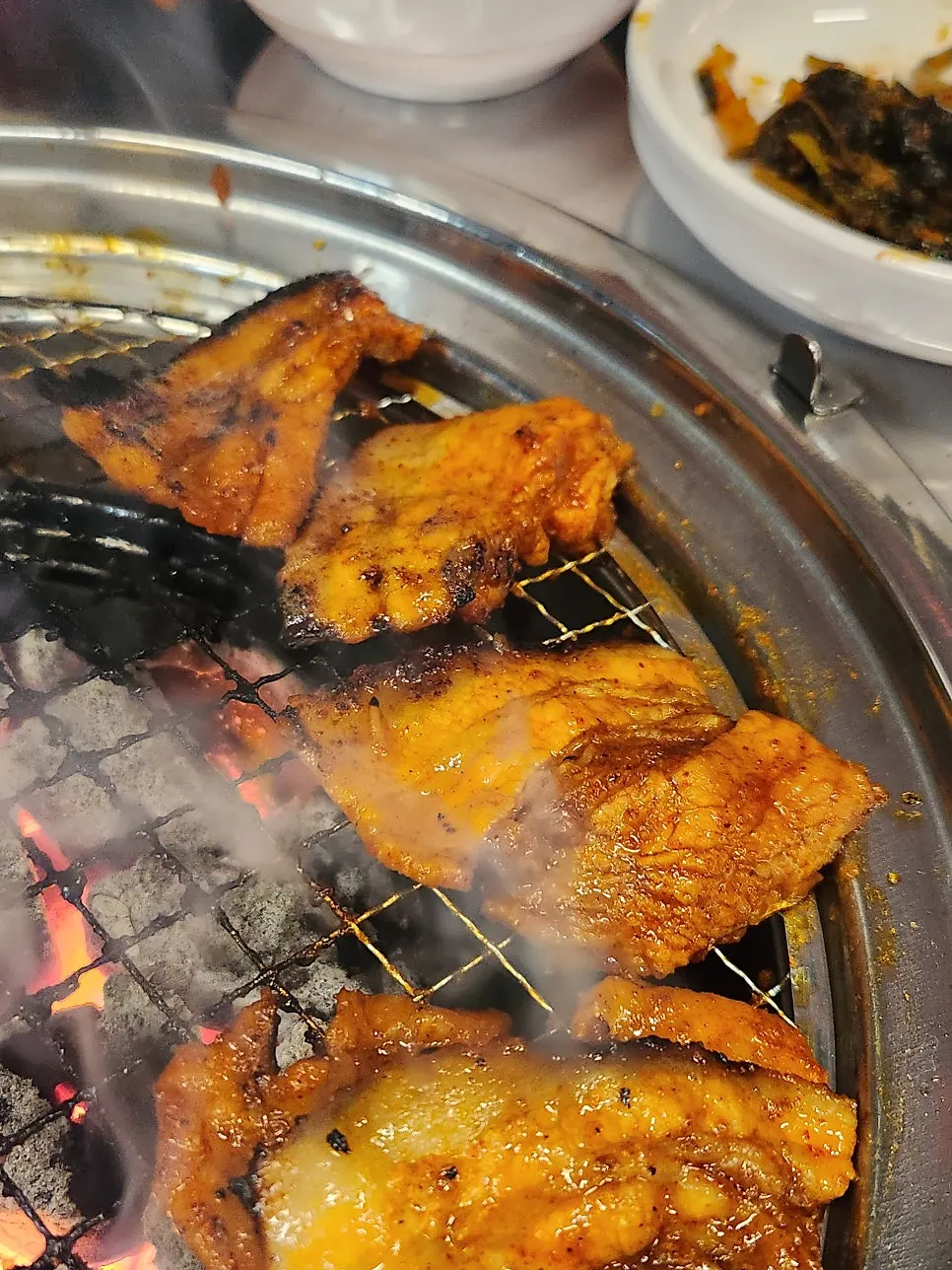 Seasoned meat with a slightly charred surface