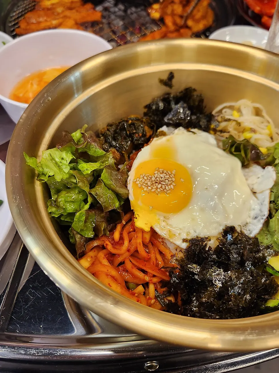 Bowl bibimbap loaded with vegetables