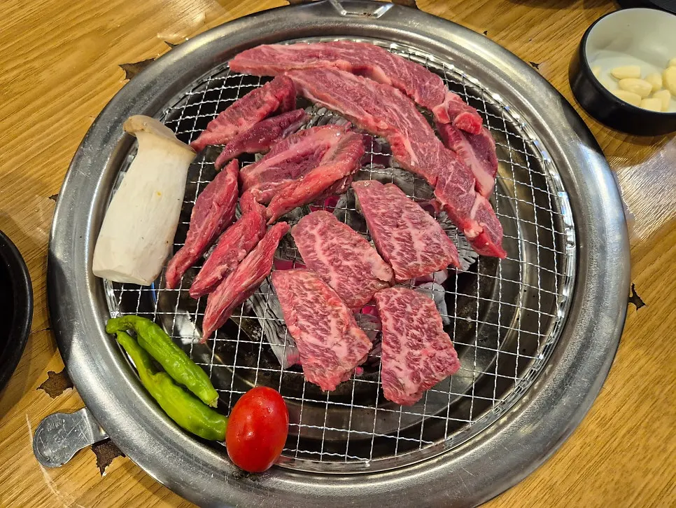 잘 익은 와규 소고기 한 점