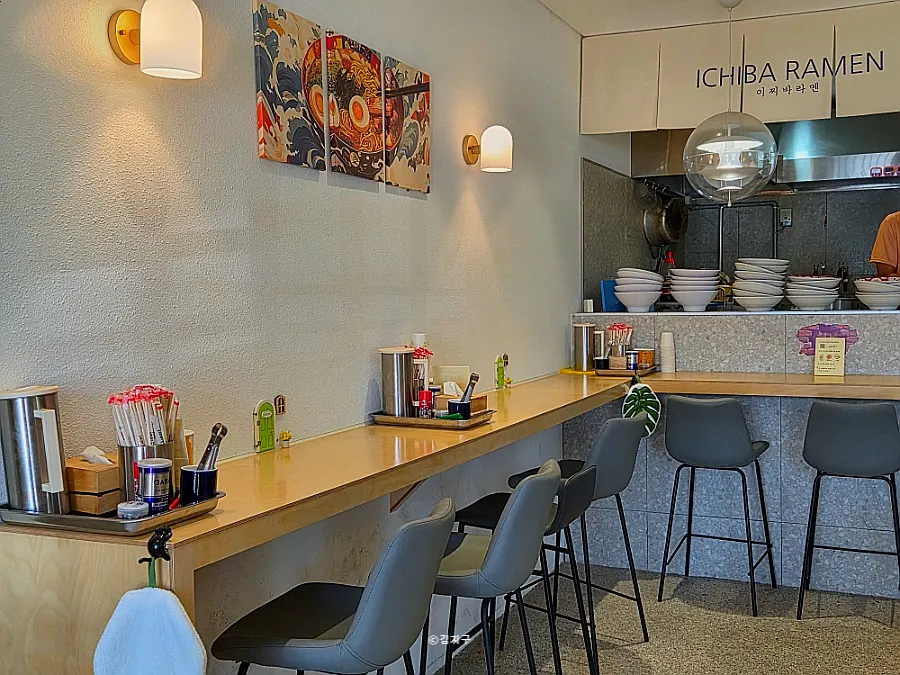 Interior space at Ichiba Ramen with the kitchen visible