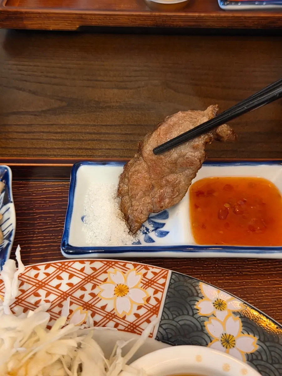 Steak dipped in salt