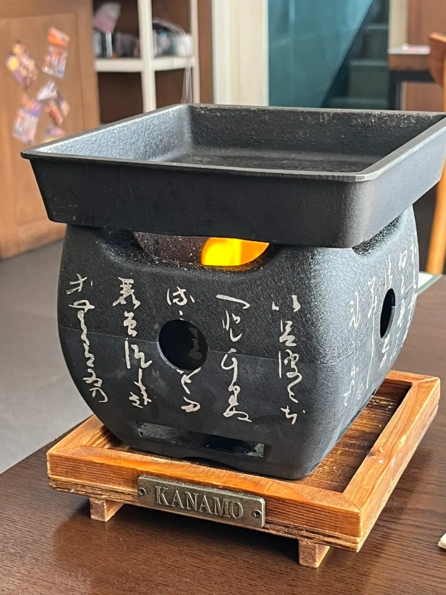 Gyukatsu spread served with a personal brazier