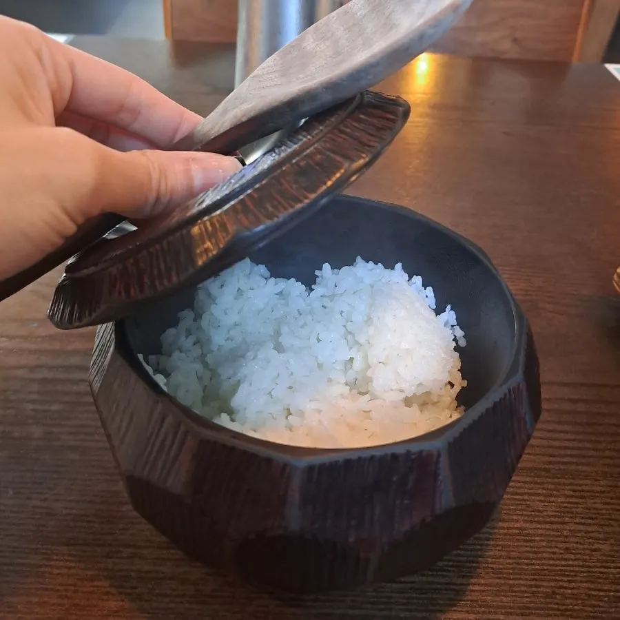 Warm rice scooped out with a paddle