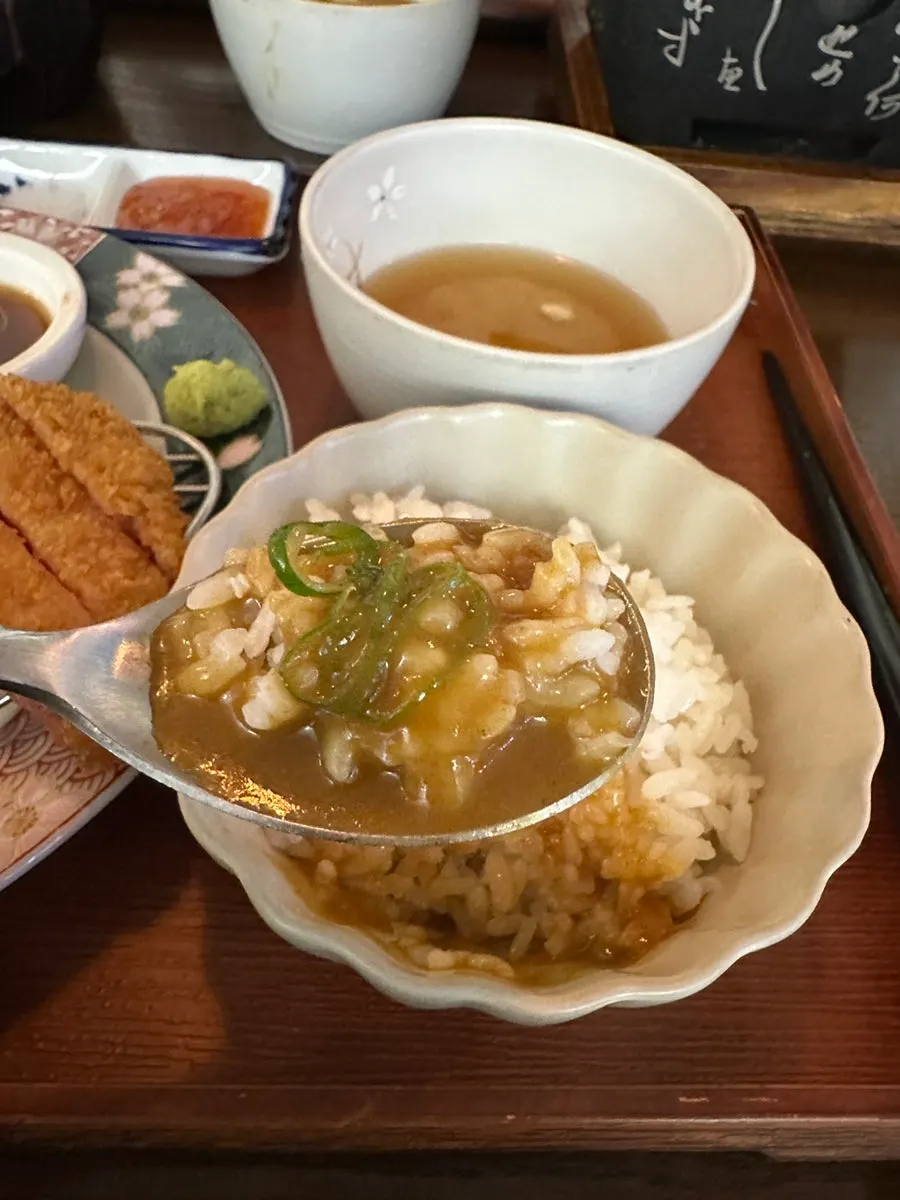 Gyukatsu dipped in sauce with rice