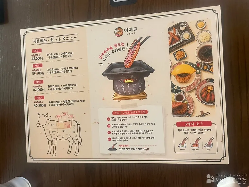 Menu board featuring the jumbo gyukatsu at Ichigyu