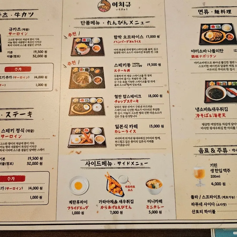 Menu page for add-on items