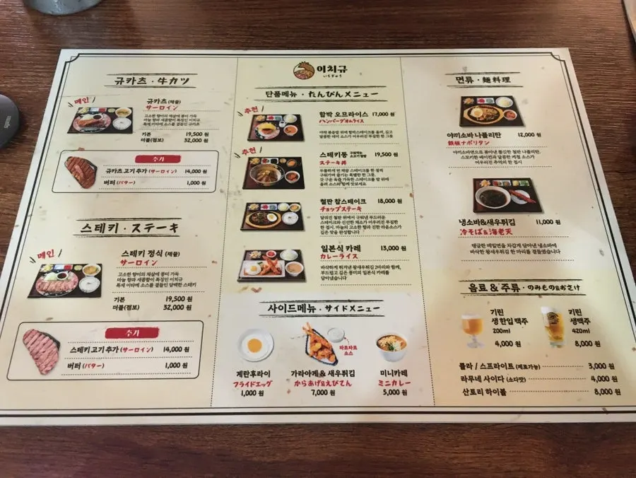 Front of the Ichigyu Seoul Station Branch menu