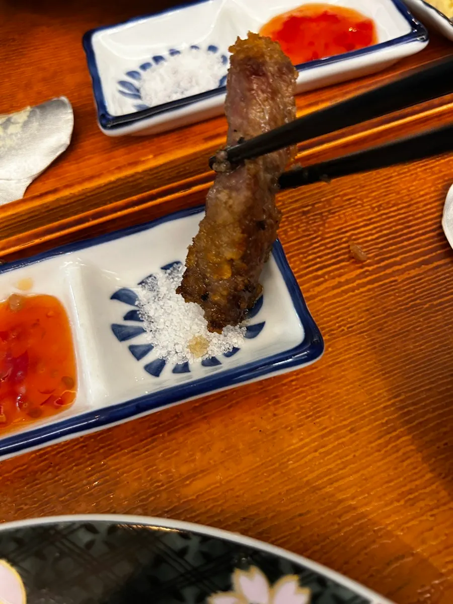 Gyukatsu dipped in salt