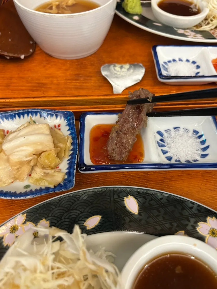 Gyukatsu served with sweet chili sauce