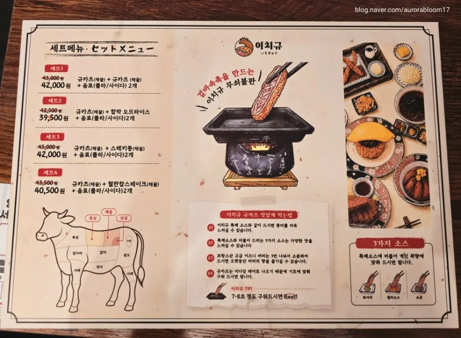 Set menu information board at Ichigyu Seoul Station Branch