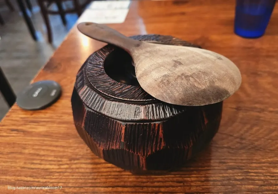 Steaming rice served in a jubako box