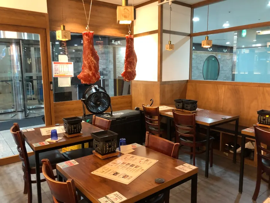 Cozy lighting inside the Japanese restaurant
