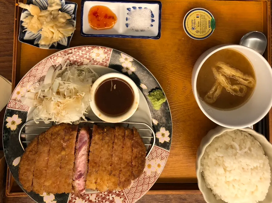 Gyukatsu (sirloin) set table spread