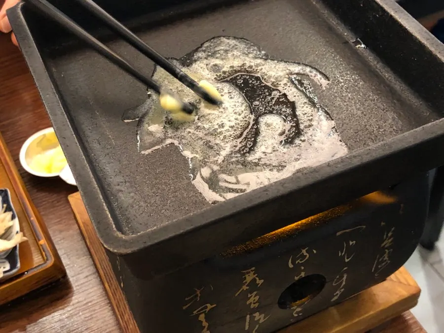 Personal charcoal stove on the table
