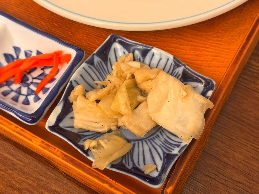 A piece of gyukatsu lightly seared on the outside