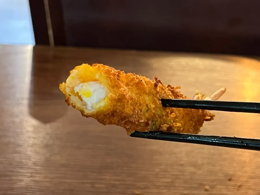 Close-up of fried shrimp with a thin coating