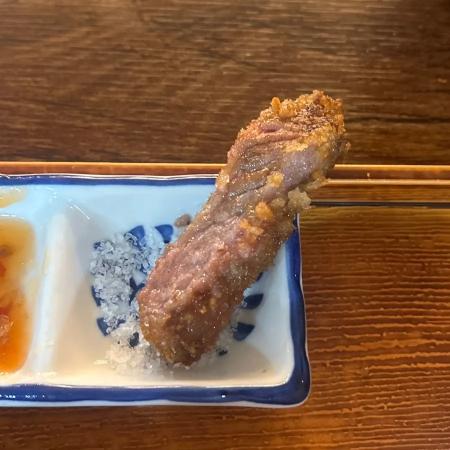 겉바속촉 채끝살 규카츠 단면