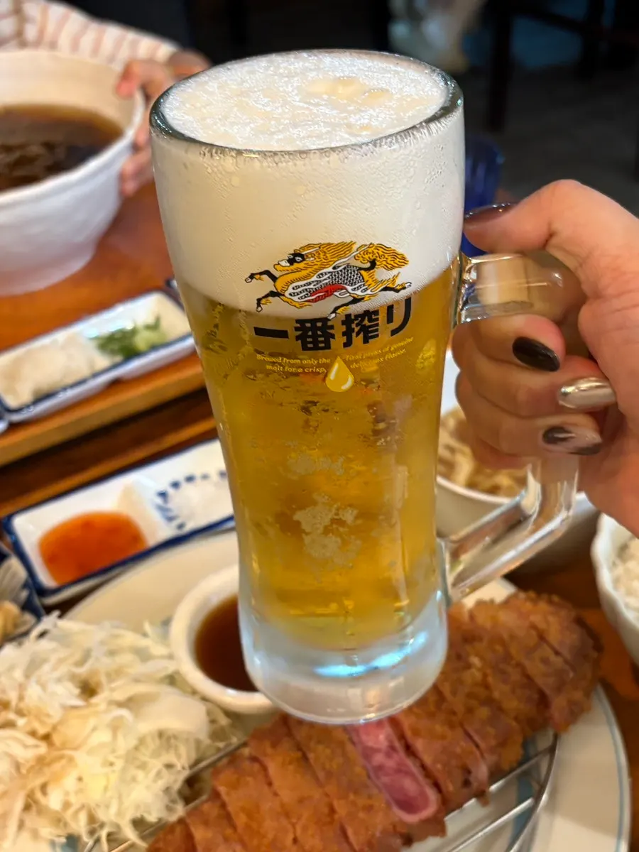 Cold soba noodles dipped into the broth