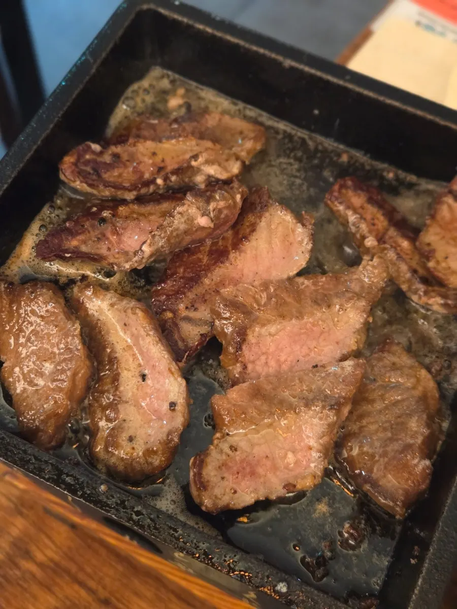 A finished piece of grilled steki set meat
