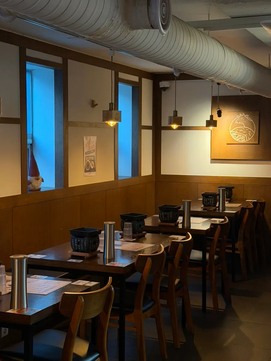 Wood-toned interior of the Ichigyu dining room