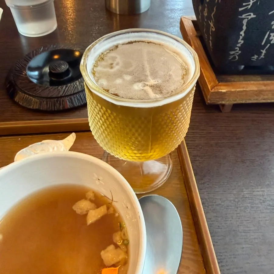 Kirin draft beer 200ml ordered alongside the gyukatsu