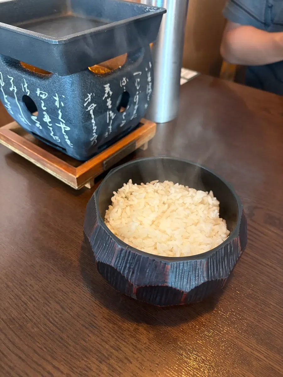 Warm bowl of rice available for refills