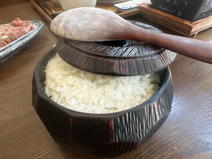 Freshly made rice served separately