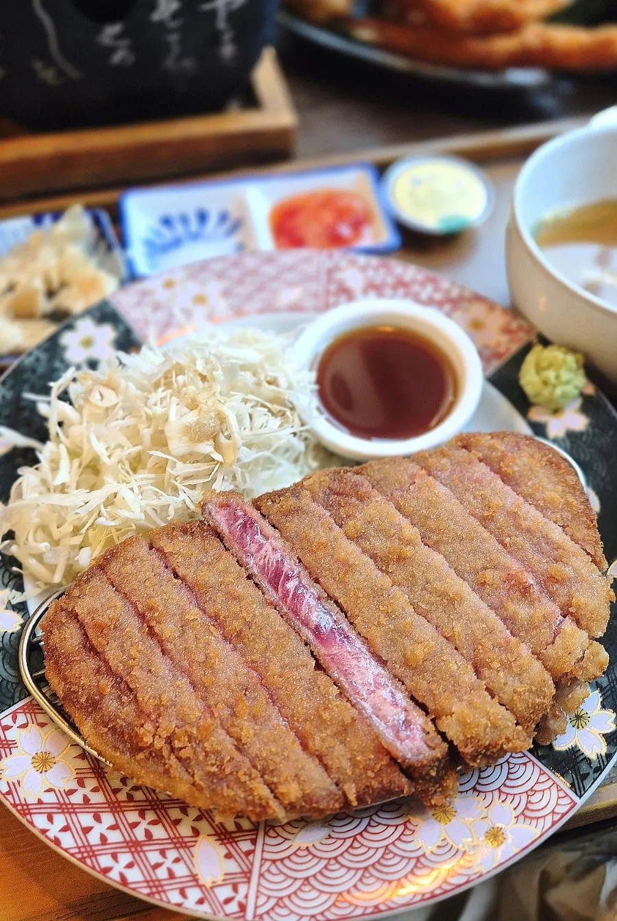 Neatly plated Ichigyu gyukatsu spread