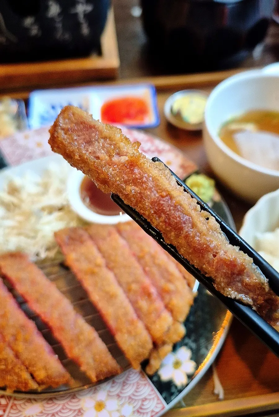 Gyukatsu served with rice as a full meal