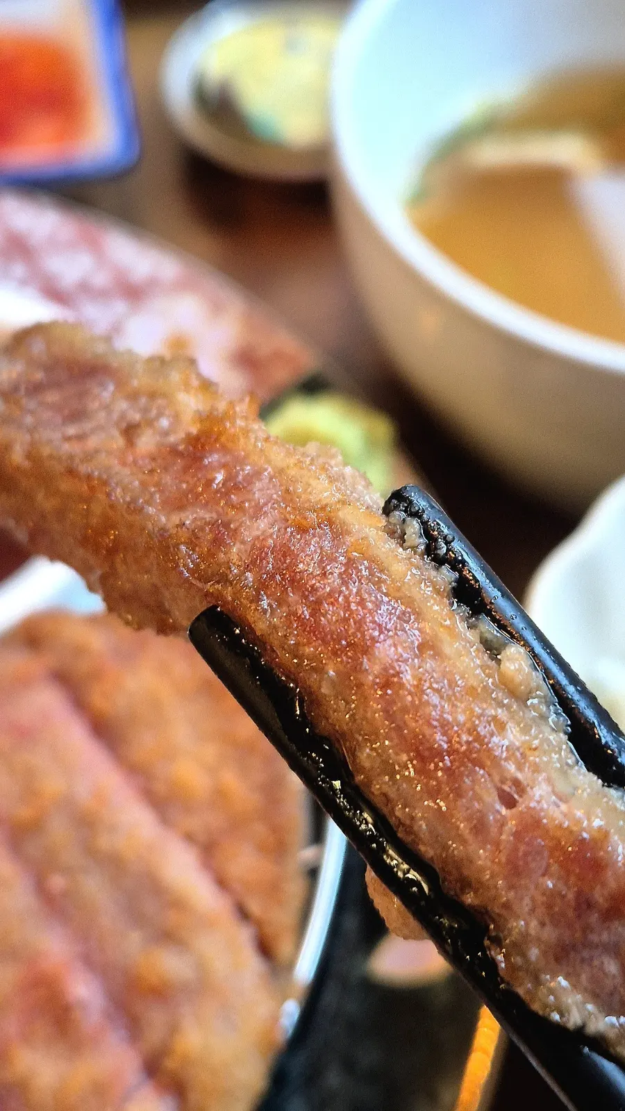 Close-up of grilled gyukatsu
