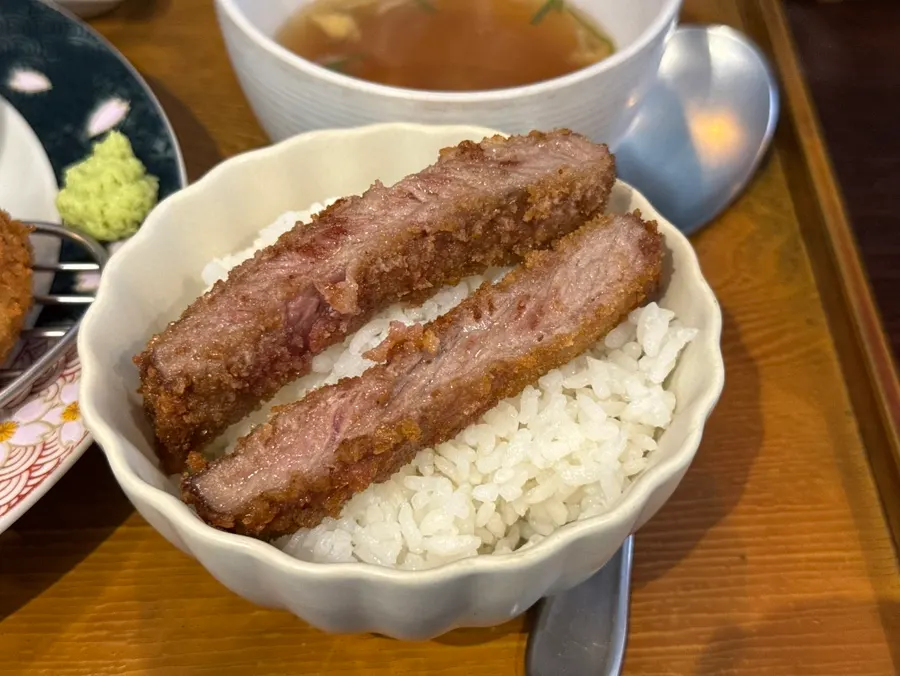 Gyukatsu topped with wasabi