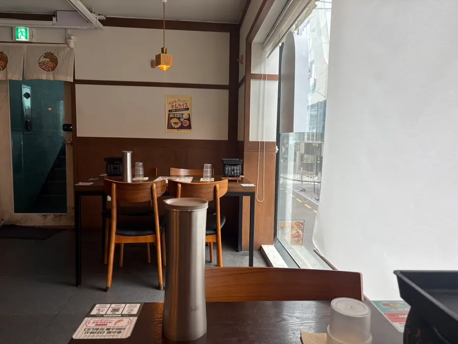 Neatly arranged dining hall at Ichigyu