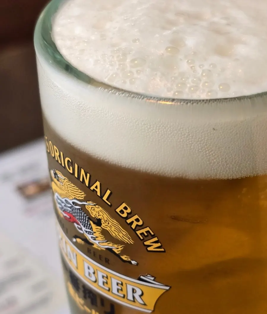A 420ml Kirin draft beer with full foam