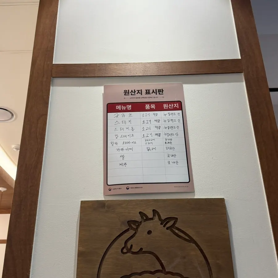이치규 원주점 원산지 표시판