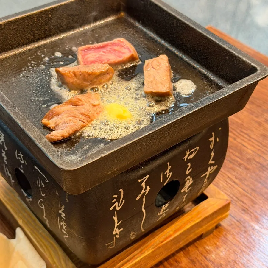 원하는 굽기로 구워진 규카츠