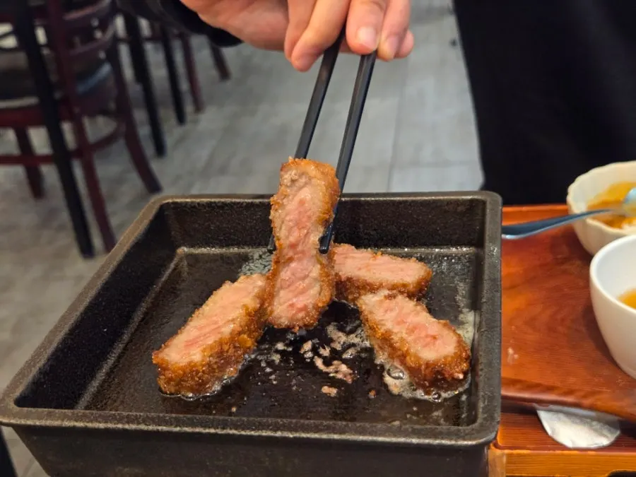 Gyukatsu served with salt and fresh wasabi