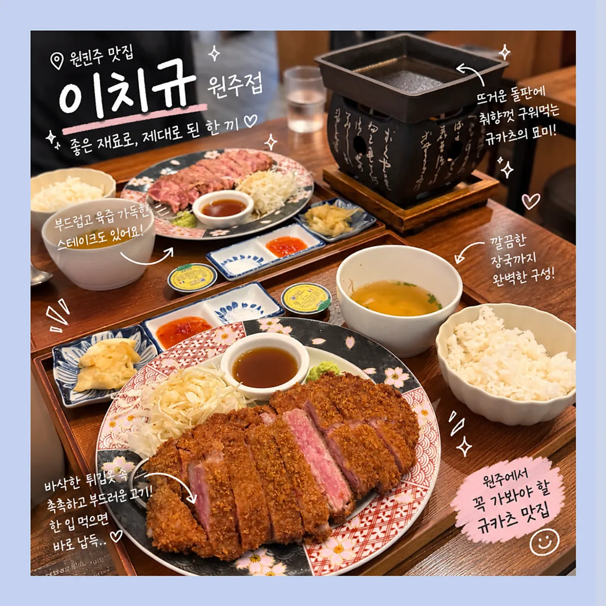Table spread of sirloin gyukatsu at Ichigyu Wonju