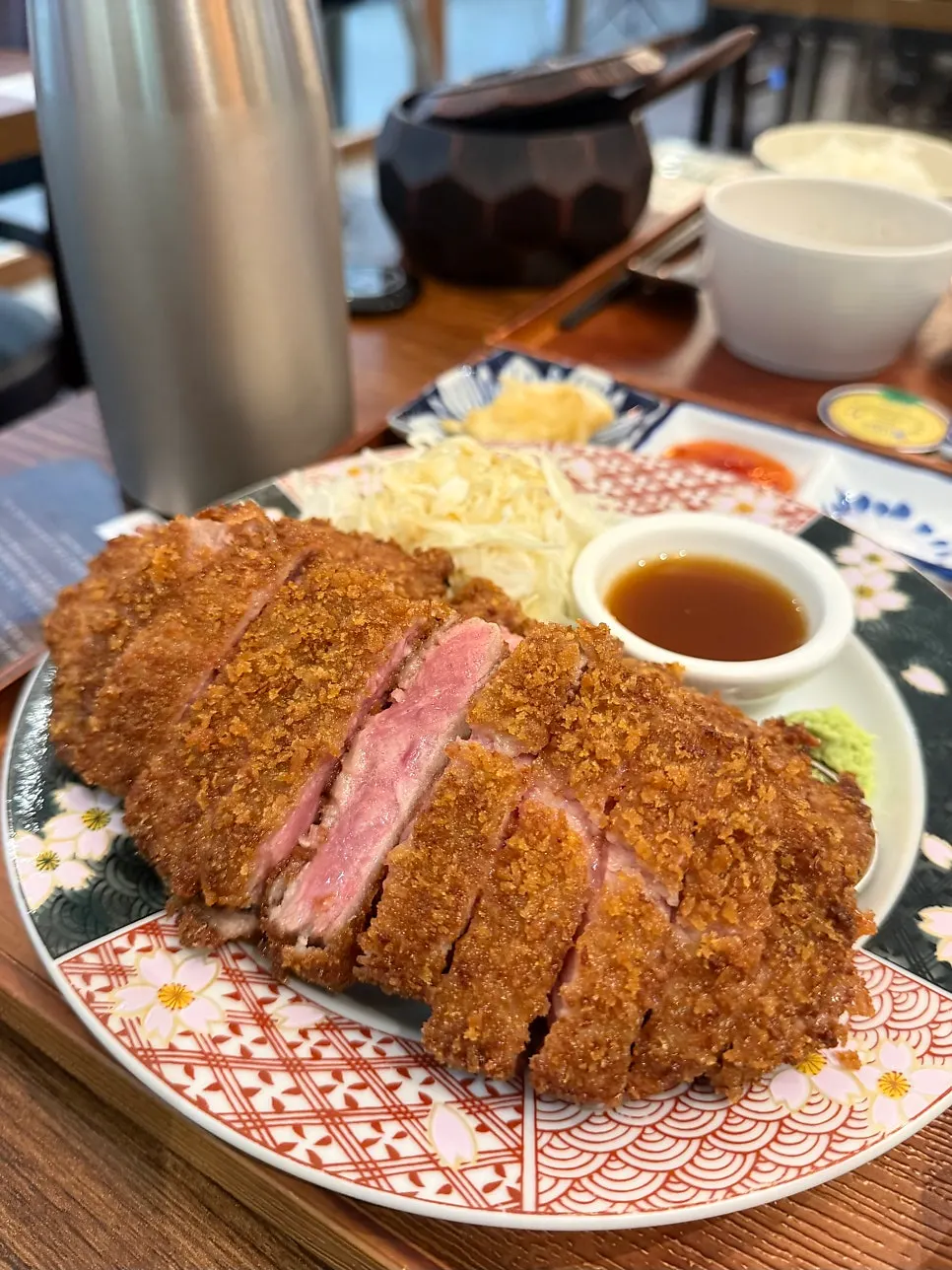 Jumbo sirloin gyukatsu neatly plated