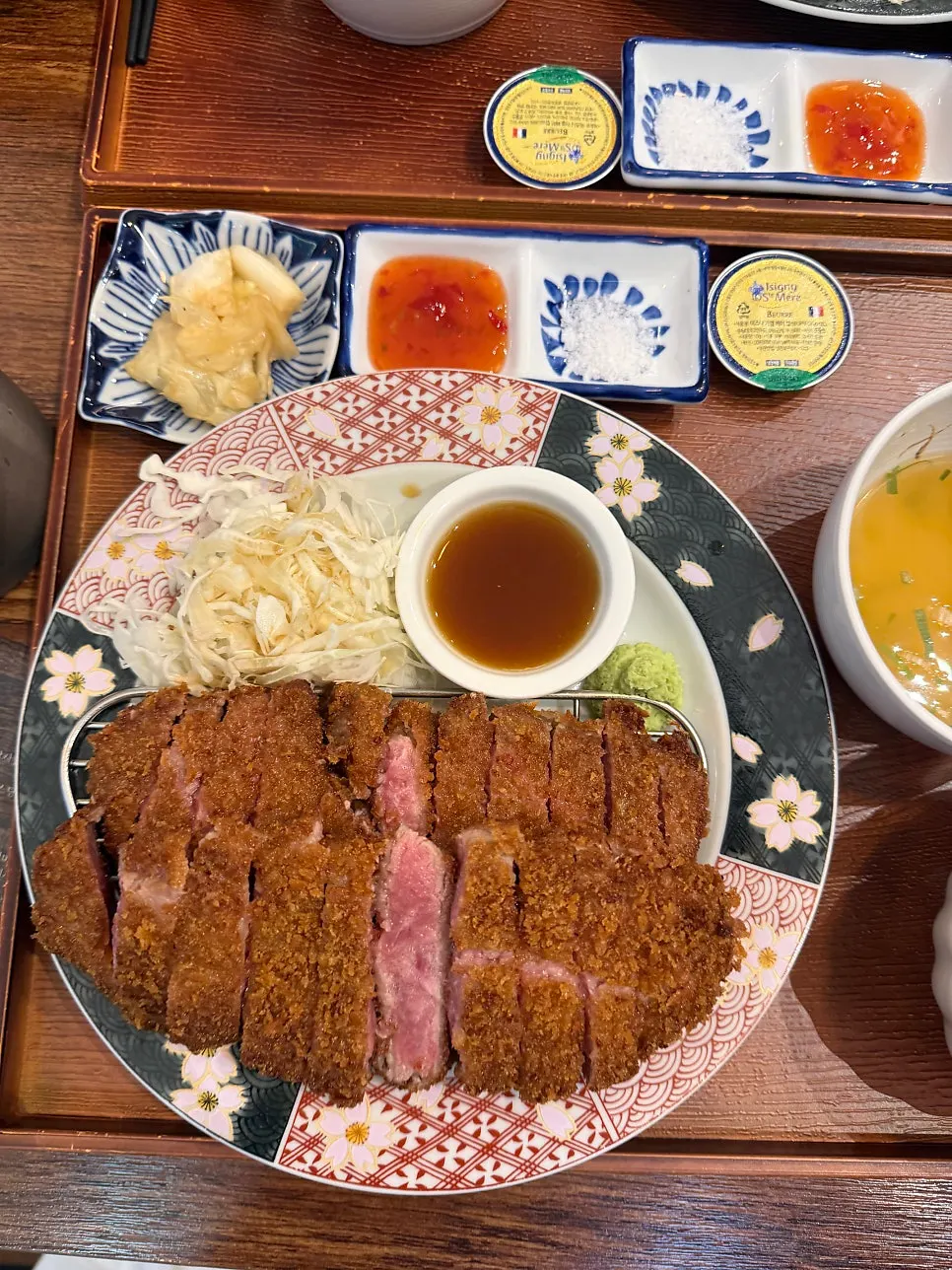 Cross-section of breaded sirloin gyukatsu