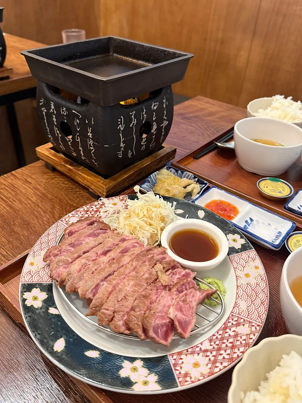 Gyukatsu and wasabi over warm rice