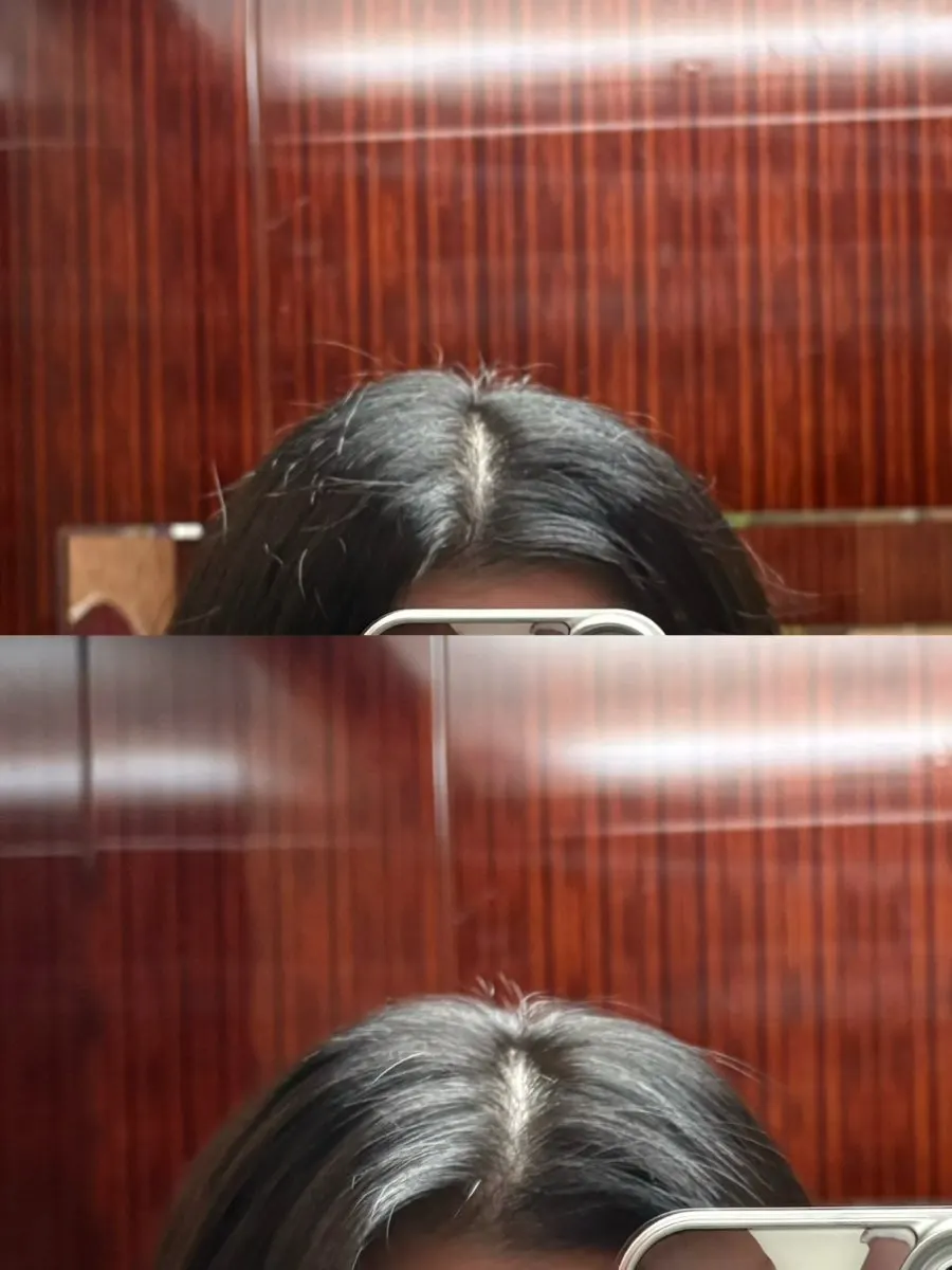 Back view showing even C-curl perm curls