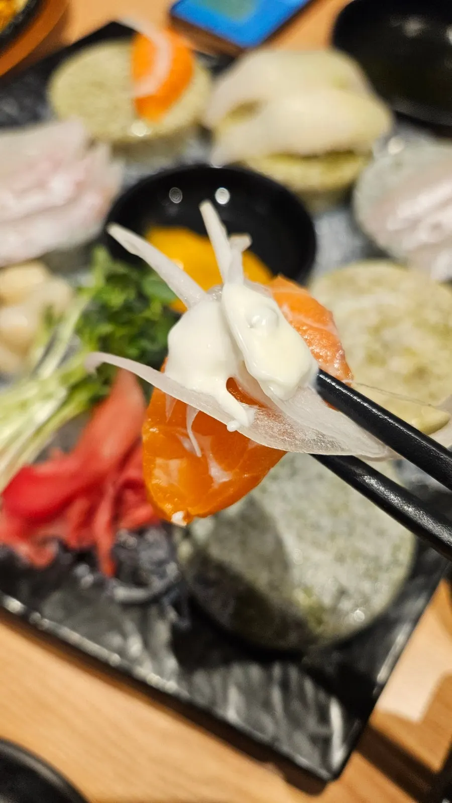 Sea squirt placed in the middle of the sashimi platter