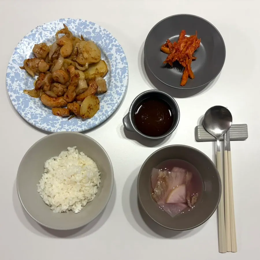 Finished teukyang and daechang grill plated up