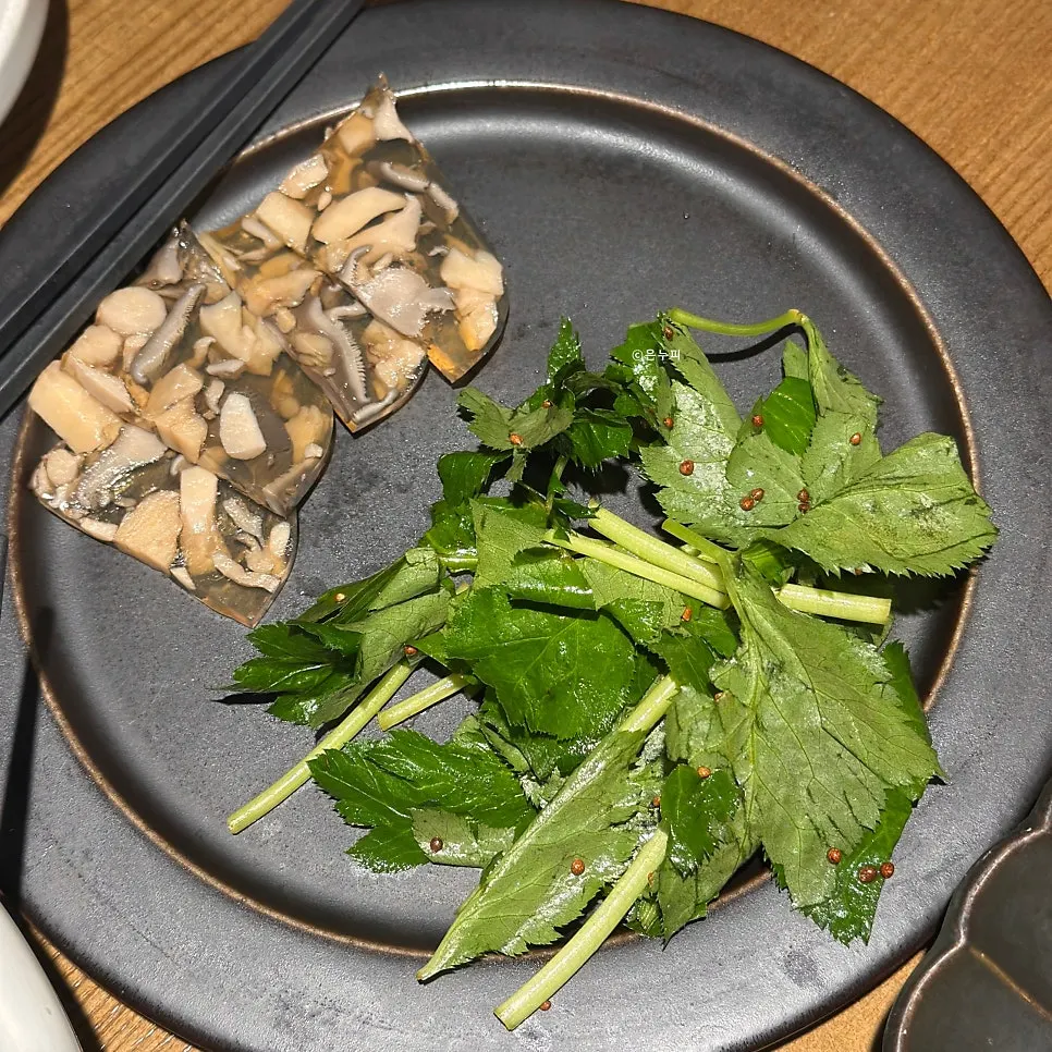 Perilla oil capellini appetizer