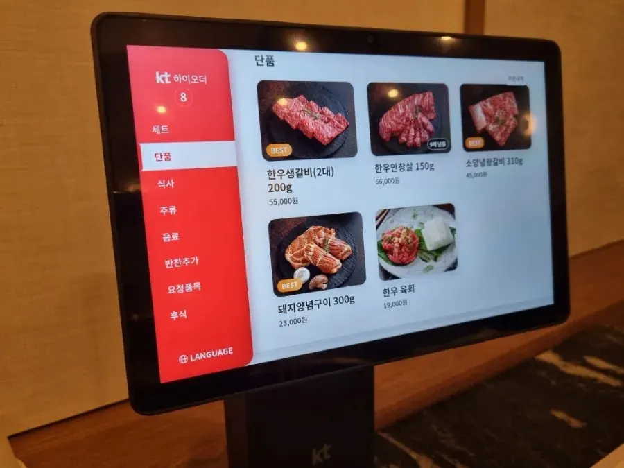 Menu listing meat and meal items
