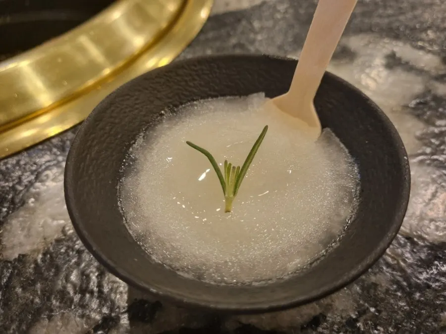 Pear sherbet served as dessert