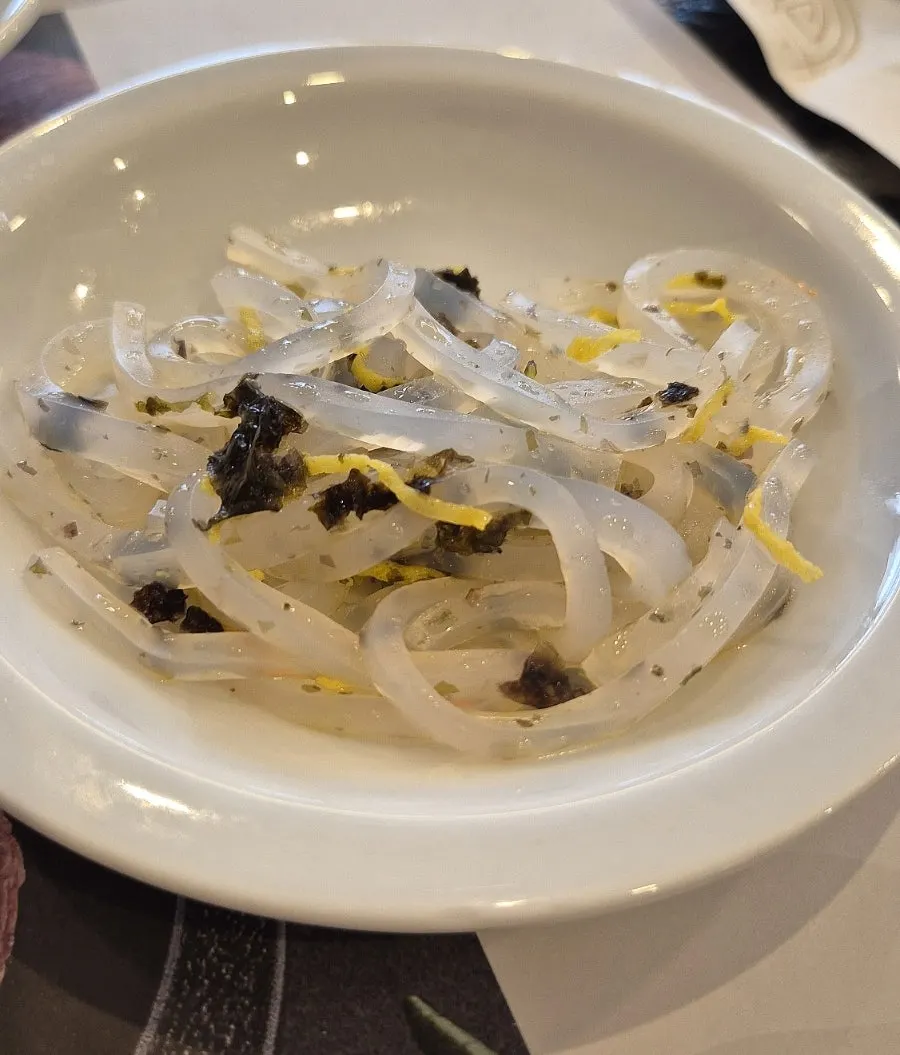 Plate of shredded scallion side dish