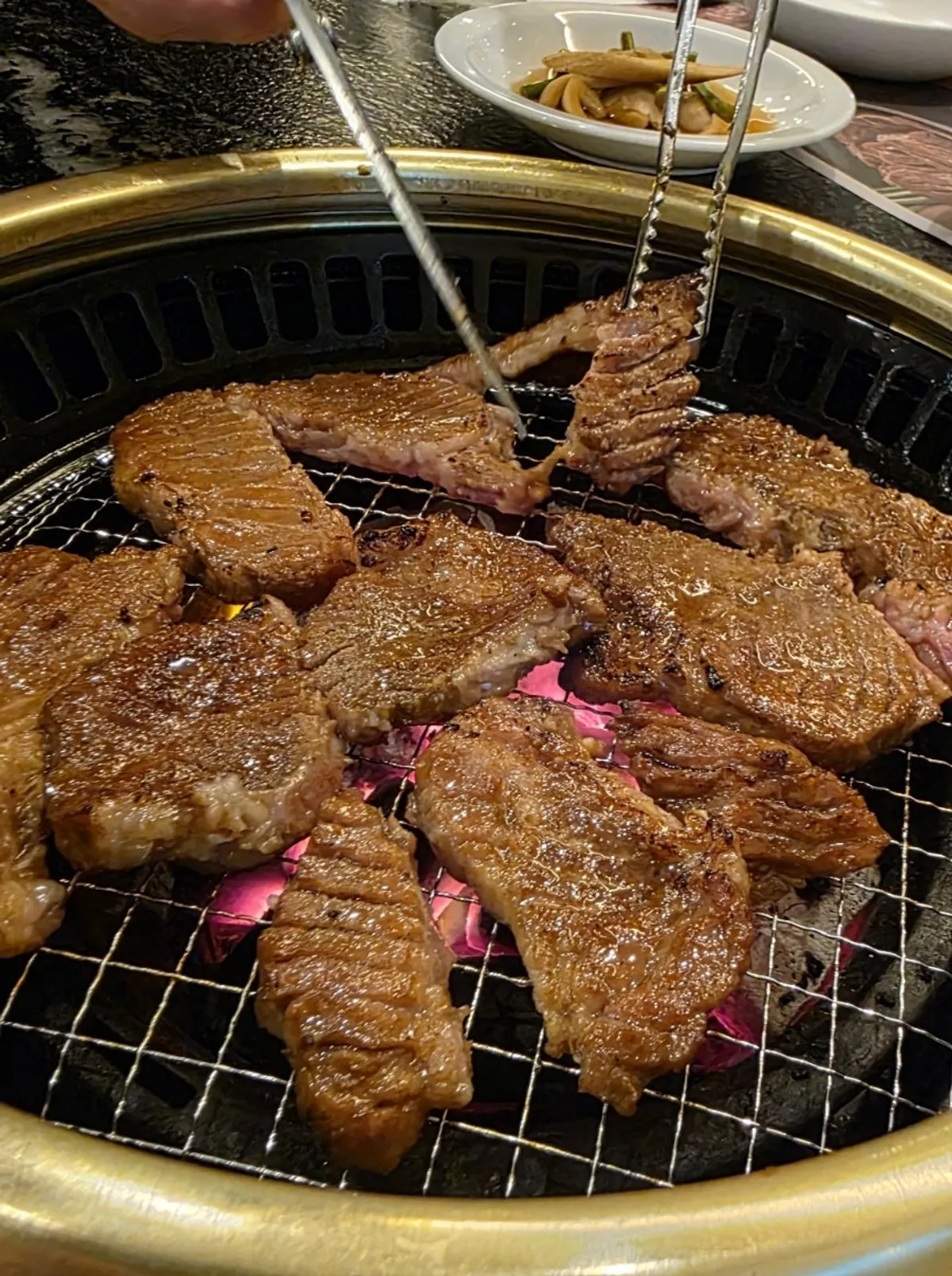 Table setting with pork galbi at Ihwajeong Galbi Myeongga Magok-Balsan Branch